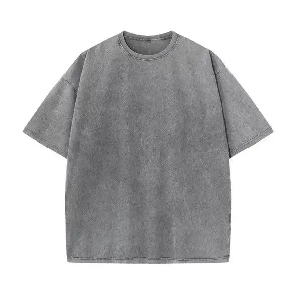 Washed Vintage Acid Wash T-Shirt – Women’s Harajuku Street Hip Hop Retro Cotton Top - GRAY / XL