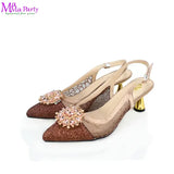 2025 Winter New Arrivals Low Heels in Coffee Italian Women Shoes and Bag Set Elegant Ladies Pointed Toe Pumps