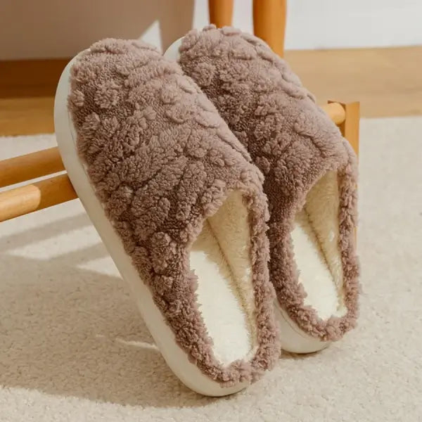 Winter Warm Plush Indoor Home Cotton Slippers - 42-43 / Brown