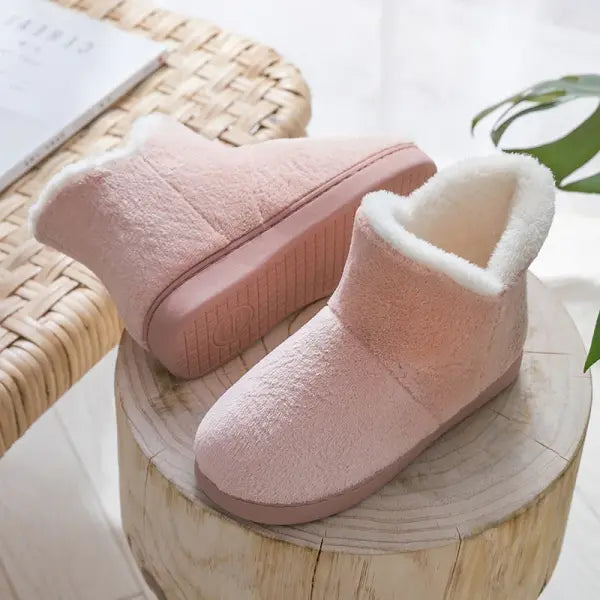 Winter Warm Floor Shoes: Soft Plush Indoor Slippers & Anti-Slip House Snow Boots for Couples - pink / 42-43