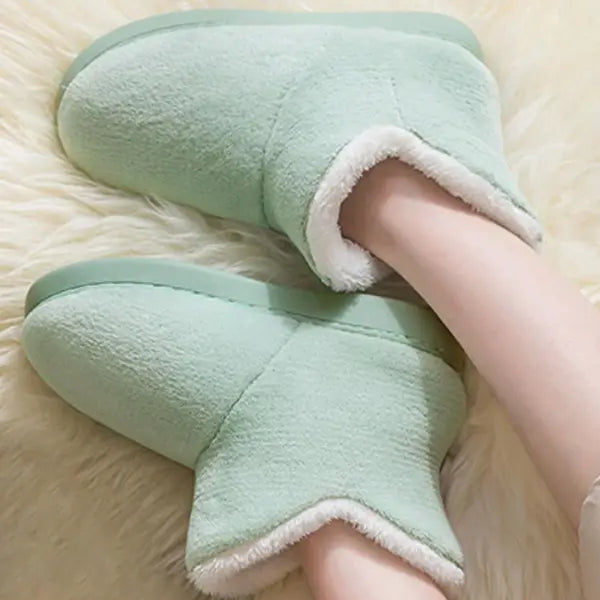 Winter Warm Floor Shoes: Soft Plush Indoor Slippers & Anti-Slip House Snow Boots for Couples - green / 44-45