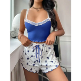 2025 women’s sexy lace lace camisole vest shorts sleepwear women’s slim fit two-piece home outfit new product pink