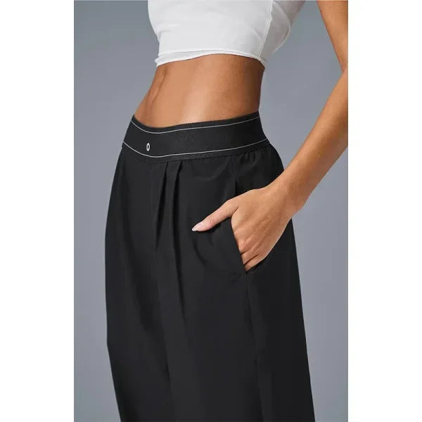 2025 Women’s Yoga Suit Pants – Loose Straight Leg with Elastic Waist