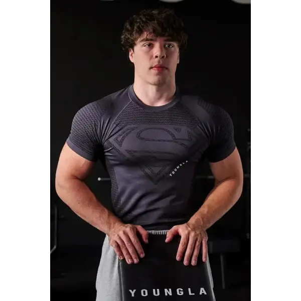 Men’s Fitness T-Shirt – High Elastic Short Sleeve Sports & Training Top - huise / S
