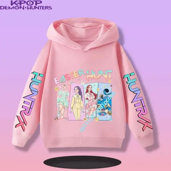 Kpop Demon Hunters Hoodie Polyester Kids Anime Casual Pullover - 19 / 150