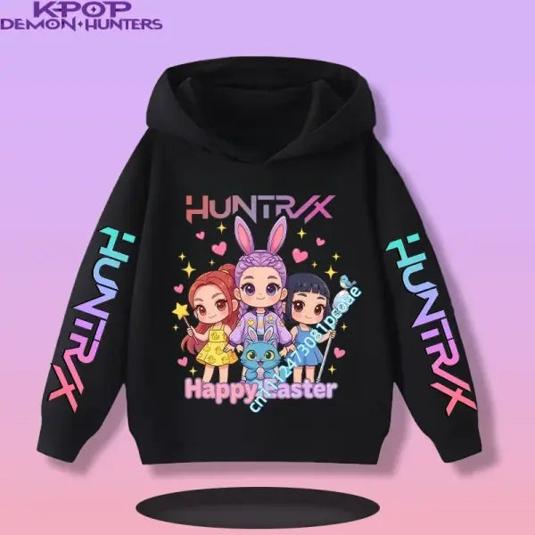 Kpop Demon Hunters Hoodie Polyester Kids Anime Casual Pullover - 14 / 140