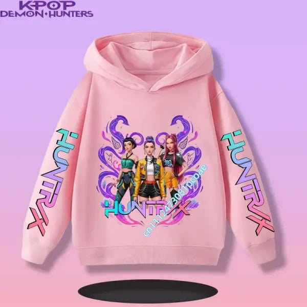 Kpop Demon Hunters Hoodie Polyester Kids Anime Casual Pullover - 3 / 150