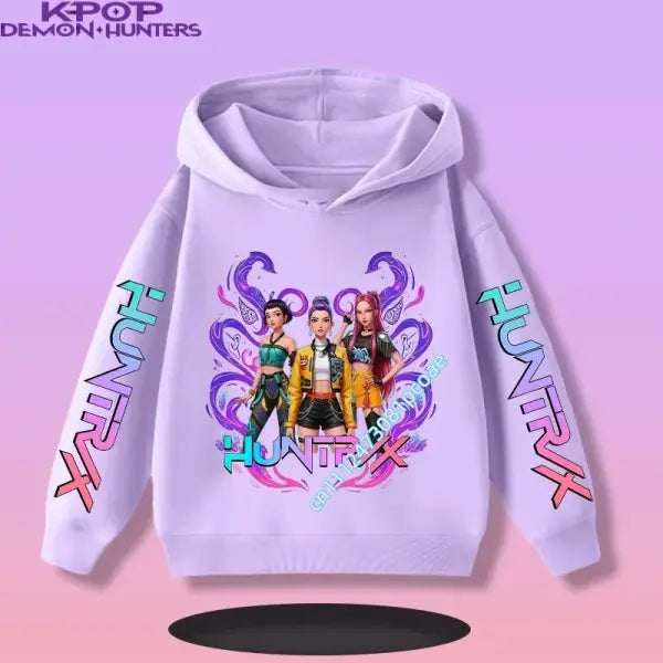 Kpop Demon Hunters Hoodie Polyester Kids Anime Casual Pullover - 1 / 130