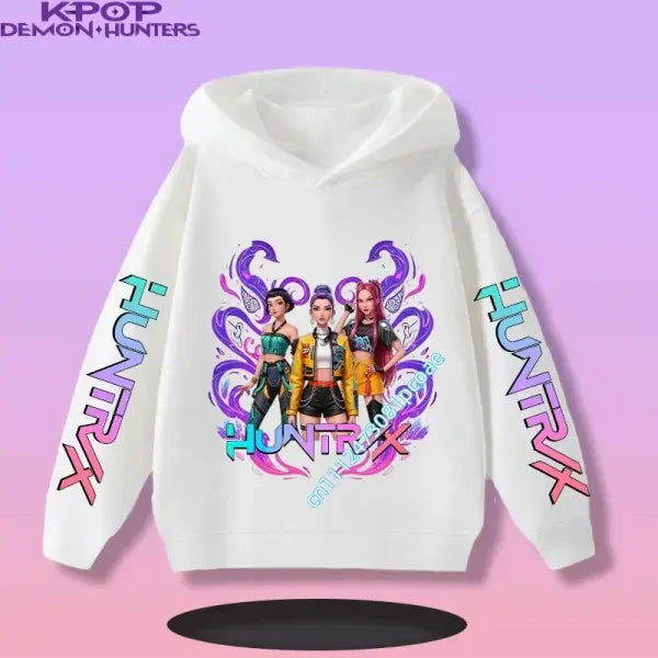 Kpop Demon Hunters Hoodie Polyester Kids Anime Casual Pullover - 4 / 160