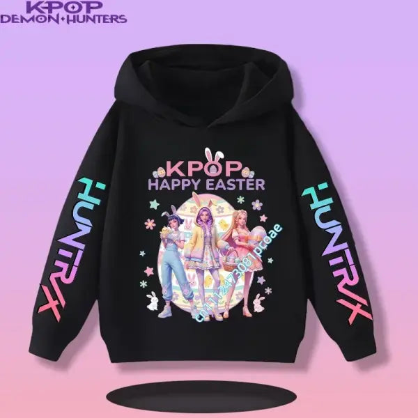 Kpop Demon Hunters Hoodie Polyester Kids Anime Casual Pullover - 10 / 140
