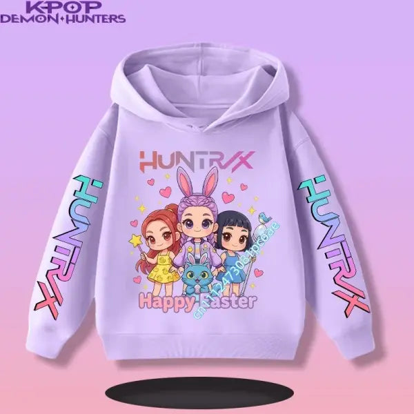 Kpop Demon Hunters Hoodie Polyester Kids Anime Casual Pullover - 13 / 130