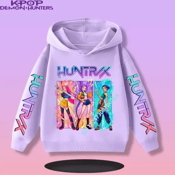 Kpop Demon Hunters Hoodie Polyester Kids Anime Casual Pullover - 5 / 130