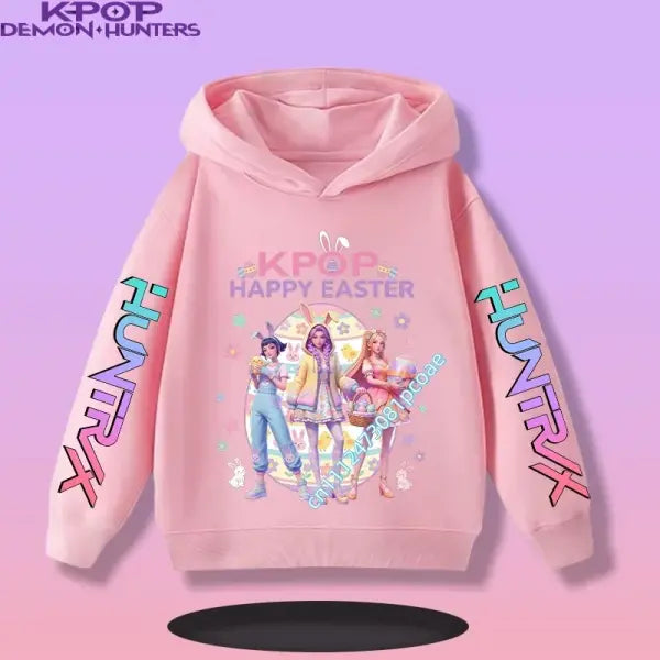 Kpop Demon Hunters Hoodie Polyester Kids Anime Casual Pullover - 11 / 110