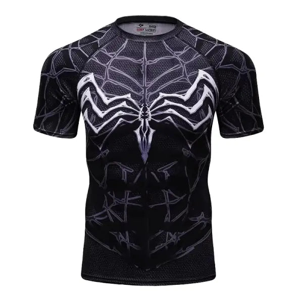 Gym running training superhero compression t-shirt polyester blend activewear - 18FM109-036-ZKB-W / 5XL