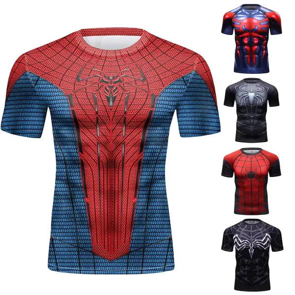 Gym running training superhero compression t-shirt polyester blend activewear