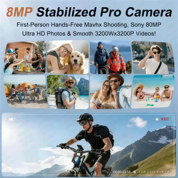 Smart glasses men 800W 4K camera 3600mAh power bank for translation