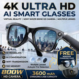 Smart glasses men 800W 4K camera 3600mAh power bank for translation