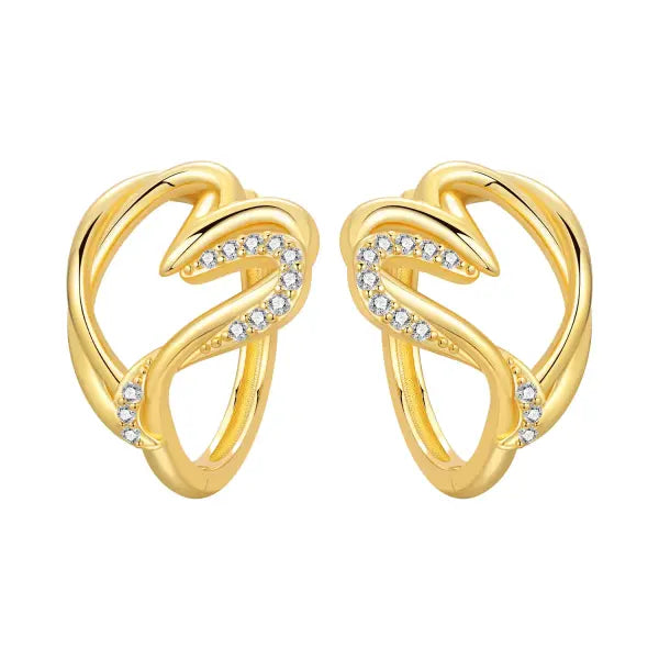 Cherry Blossom Butterfly Sterling Silver 18K Gold Plated Earrings for Party Wear - OTE4443
