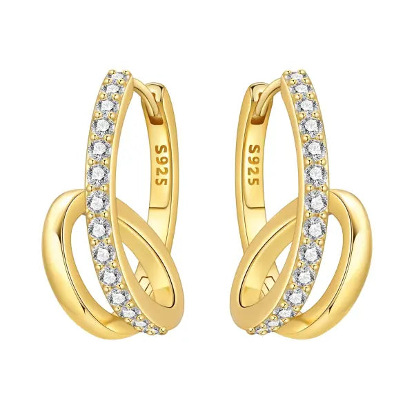 Cherry Blossom Butterfly Sterling Silver 18K Gold Plated Earrings for Party Wear - OTE4397