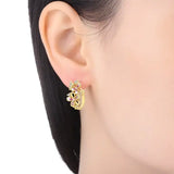 Cherry Blossom Butterfly Sterling Silver 18K Gold Plated Earrings for Party Wear