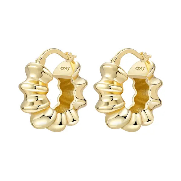 Cherry Blossom Butterfly Sterling Silver 18K Gold Plated Earrings for Party Wear - OTE4132