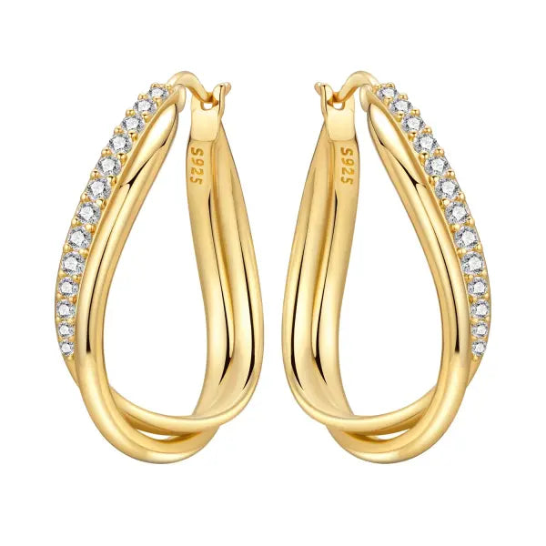 Cherry Blossom Butterfly Sterling Silver 18K Gold Plated Earrings for Party Wear - OTE4379-GD