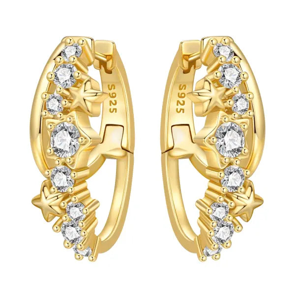 Cherry Blossom Butterfly Sterling Silver 18K Gold Plated Earrings for Party Wear - OTE4411