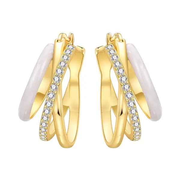 Cherry Blossom Butterfly Sterling Silver 18K Gold Plated Earrings for Party Wear - OTE4422