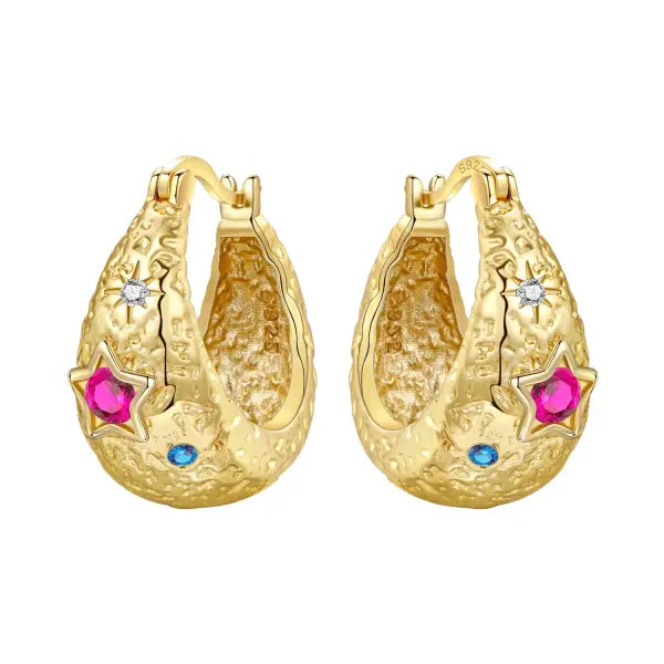 Cherry Blossom Butterfly Sterling Silver 18K Gold Plated Earrings for Party Wear - OTE4384