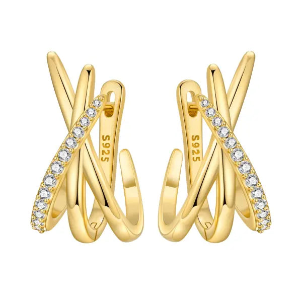 Cherry Blossom Butterfly Sterling Silver 18K Gold Plated Earrings for Party Wear - OTE4359