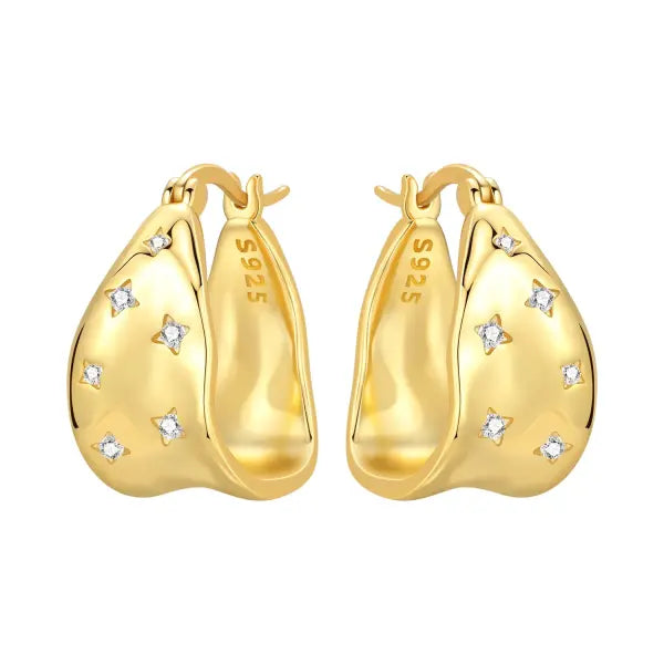 Cherry Blossom Butterfly Sterling Silver 18K Gold Plated Earrings for Party Wear - OTE4403-GD