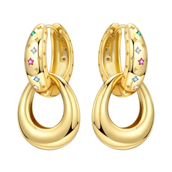 Cherry Blossom Butterfly Sterling Silver 18K Gold Plated Earrings for Party Wear - OTE4370
