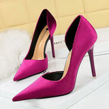 2026 New Arrivals Women 11cm Thin Heels Corduroy Pumps Lady Wedding Bridal Heels Side Hollowing Shoes