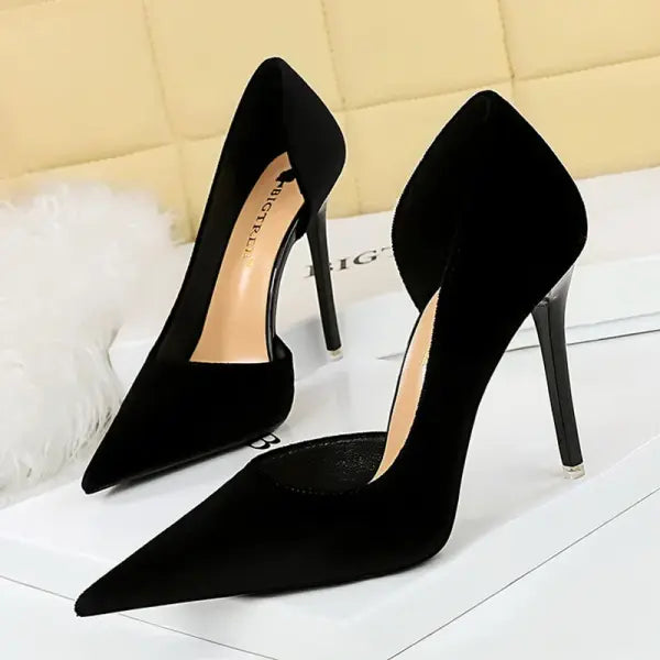 2026 New Arrivals Women 11cm Thin Heels Corduroy Pumps Lady Wedding Bridal Heels Side Hollowing Shoes