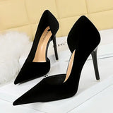 2026 New Arrivals Women 11cm Thin Heels Corduroy Pumps Lady Wedding Bridal Heels Side Hollowing Shoes