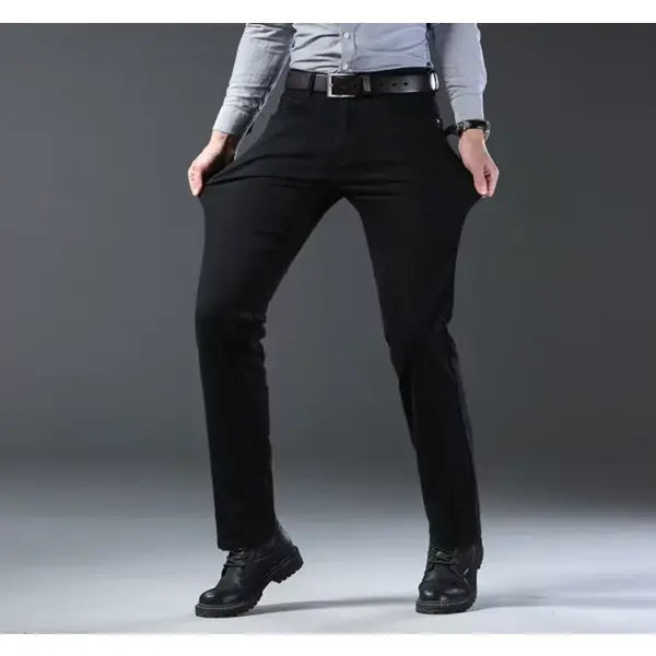 Business mens jeans straight stretch denim for work wear - black / 31 65-70kg