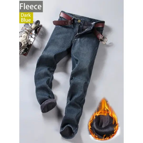 Business mens jeans straight stretch denim for work wear - DblueJR / 34 80-85kg