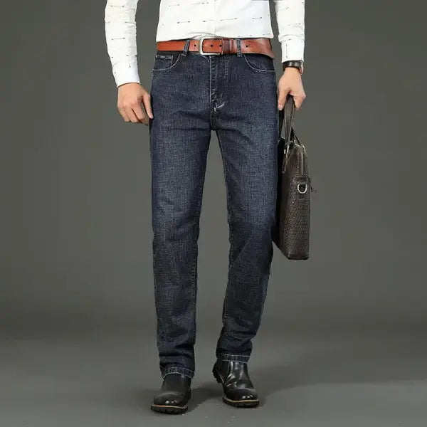 Business mens jeans straight stretch denim for work wear