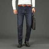 Business mens jeans straight stretch denim for work wear