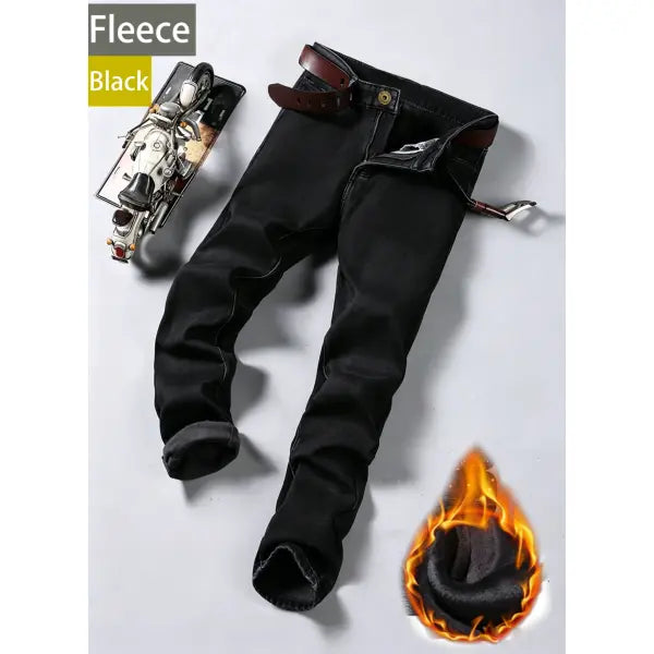Business mens jeans straight stretch denim for work wear - BlackJR / 38 90-95kg