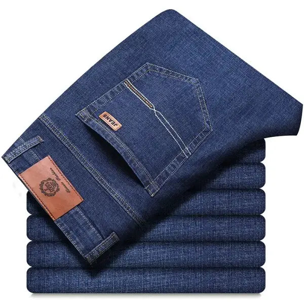 Business mens jeans straight stretch denim for work wear - 6329-Blue / 30