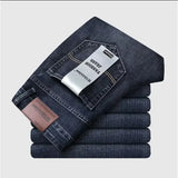 Business mens jeans straight stretch denim for work wear