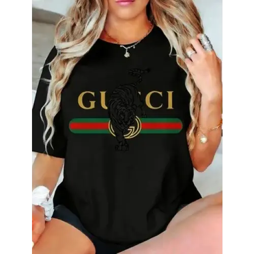 2026 New Letter Printing Short-sleeved Women T-shirt Trendy Temperament Casual Versatile Short-sleeved Clothing Heavy