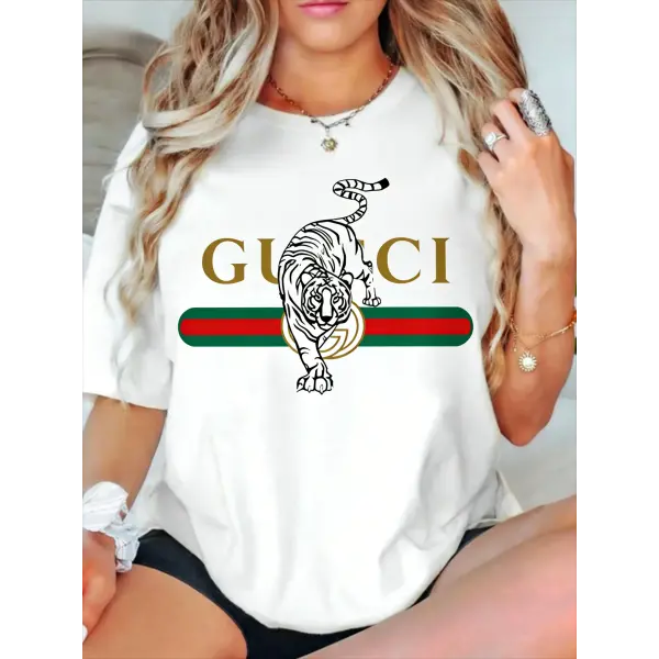 2026 New Letter Printing Short-sleeved Women T-shirt Trendy Temperament Casual Versatile Short-sleeved Clothing Heavy