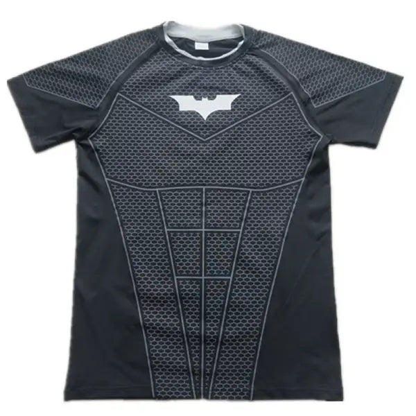 Mens Compression Quick Dry T-Shirt Polyester Athletic Fitness - black YBF / XXL