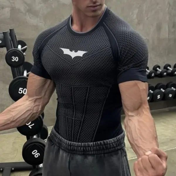 Mens Compression Quick Dry T-Shirt Polyester Athletic Fitness