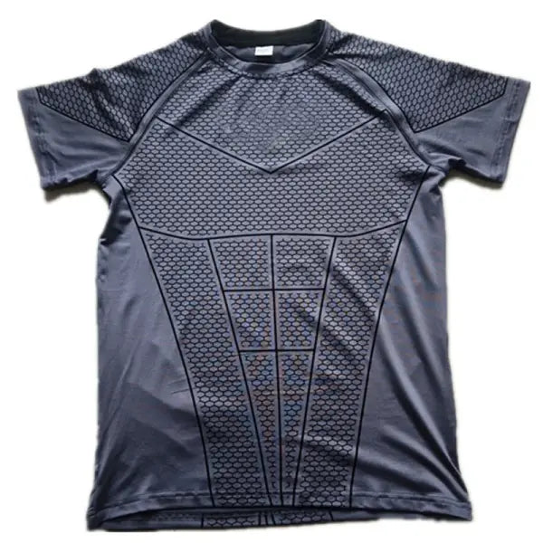 Mens Compression Quick Dry T-Shirt Polyester Athletic Fitness - Dark grey / XXL