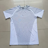 Mens Compression Quick Dry T-Shirt Polyester Athletic Fitness - white / M