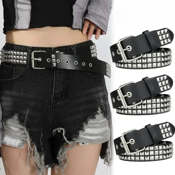 2026 New Square Bead Rivet Belt Metal Pyramid Belt Men and Women Punk Hardware Jeans Belt Y2K Belt Designer Belt
