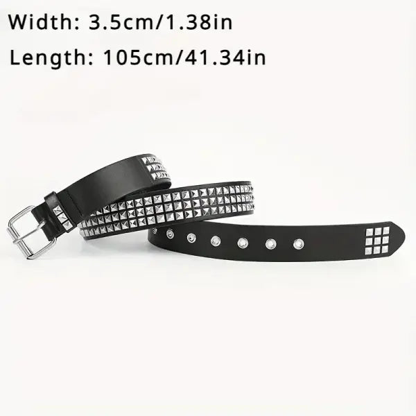 2026 New Square Bead Rivet Belt Metal Pyramid Belt Men and Women Punk Hardware Jeans Belt Y2K Belt Designer Belt